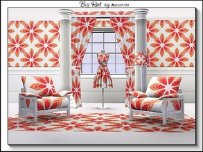 Sims 3 — Big Red_marcorse by marcorse — Geometric pattern - big red daisy shapes in red and yellow on white