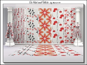 Sims 3 — In Red and White_marcorse. by marcorse — Five selected patterns in red and white. All are found in Fabrics,