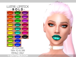 Sims 4 — [ Y ] Lustre Lipstick - Bold by Y-Sim — Recolor of my original Lustre Lipstick. Rainbow colored lipstick with no