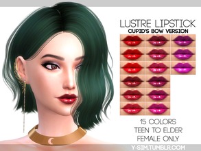 Sims 4 — [ Y ] - Lustre Lipstick - Bow by Y-Sim — Red to purple lipstick with cupid's bow. This is an edit of the