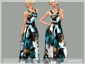 Sims 4 — Sleeveless Floral-Print Ball Gown by Serpentrogue — Age: Teen to elder Category: Party, formal Variations: 1