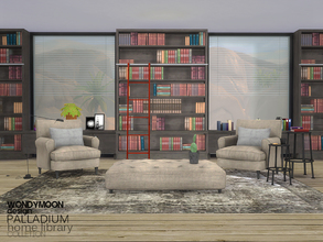 Sims 4 — Palladium Home Library by wondymoon — - Palladium Home Library - Wondymoon|TSR - Creations'2016 - Set Contains