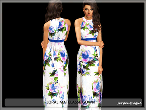 Sims 3 — floral matelasse gown by Serpentrogue — female adult/ young adult outfit new mesh has small thumbnail