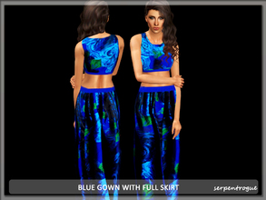 Sims 3 — Blue gown with full skirt by Serpentrogue — female adult/ young adult outfit new mesh has small thumbnail
