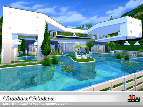 Sims 4 — Buadara Modern by autaki — Buadara Modern Luxury modern wood styles. Large house for your simmies. It has