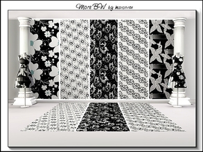 Sims 3 — More Black-and-White_marcorse by marcorse — Five black and white floral designs. Gondola and BW Oblique Abstract