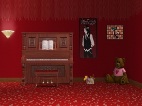 Sims 2 — Musical Notes-Red Carpet by allison731 — Red carpet with musical notes.Combined pattern with notes + Photoshop