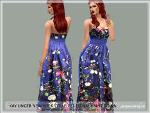 Sims 4 — Kay Unger New York Strapless Floral Print Gown by Serpentrogue — Age: Teen to elder Category: formal Variations:
