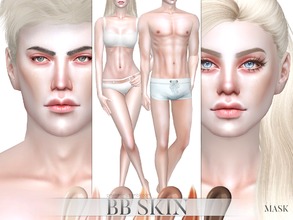 Sims 4 — PS BB Skin Mask by Pralinesims — Realistic skintone for all ages and genders. Comes in 7 different colors, which