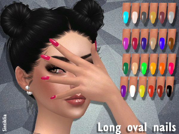 Sims 4 — Sintiklia - Long oval nails by SintikliaSims — 24 glossy colors Oval form In category - bracelets