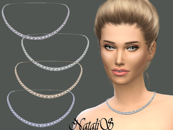 Sims 4 — NataliS_Bridal crystal necklace by Natalis — Gentle bridal necklace. A single strand of shimmering crystals of