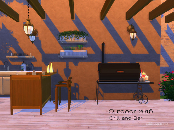 Sims 4 — Outdoor 2016 Grill and Bar by ShinoKCR — Outdoor Kitchen, Bar and Grill: - Bar and Barstool (4 Coloroptions) -