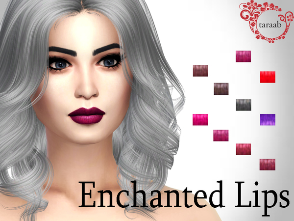 Sims 4 — Enchanted Lips by taraab — A new set lips with 10 colors here for you guys that can be found under the lipstick