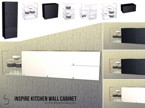Sims 4 — INSPIRE Kitchen Wall Cabinet by k-omu2 — Stylish cabinets for your kitchen. Play around with placement and