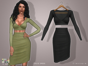 Sims 4 — Set57- CHLOE Bodycon dress by Cleotopia — Flaunt your curves in this stunning minimalistic two-piece dress. *