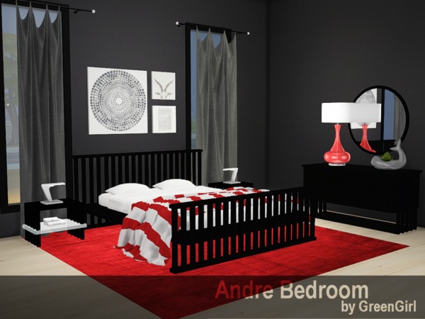Sims 4 — Andre Bedroom by Green_Girly1002 — The Andre Bedroom, a contemporary suite of bedroom furniture that has 10 new