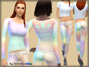 Sims 4 — Set Pastel Gradient by bukovka — A set of clothes for women. Includes: T-shirt and pants. The new mesh installed