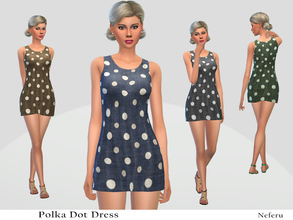 Sims 4 — Polka Dot Dress by Neferu2 — Cute summer dress. 4 color options