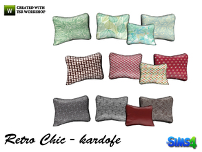 Sims 4 — kardofe_Retro Chic_Cushions by kardofe — Group of five cushions to place on the couch 