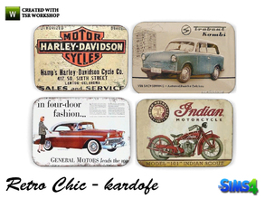 Sims 4 — kardofe_Retro Chic_Publicity cartels by kardofe — Group of four old advertising posters