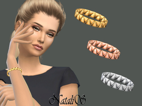 Sims 4 — NataliS_Triangles Bangle Bracelet by Natalis — Triangles Bangle Bracelet. Metal geometric bangle with etched