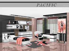 Sims 4 — Pacific Heights Teens by NynaeveDesign — A versatile bedroom for creative sim teens; large enough to spread out