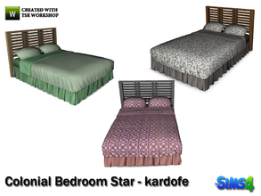 Sims 4 — kardofe_Colonial Bedroom Star_Bed by kardofe — Colonial-style double bed with large steering wheel at the bottom
