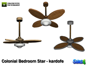 Sims 4 — kardofe_Colonial Bedroom Star_Ceiling lamp with fan by kardofe — Ceiling lamp with a large fan wood and minbre 