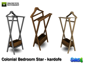 Sims 4 — kardofe_Colonial Bedroom Star_Coat rack by kardofe — Clothes Coat rack to leave overnight, has three slots
