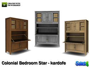Sims 4 — kardofe_Colonial Bedroom Star_Desk by kardofe — Large cabinet with hinged lid, which makes it a desktop