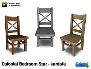 Sims 4 — kardofe_Colonial Bedroom Star_DinigChair by kardofe — Colonial style chair in wood