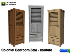 Sims 4 — kardofe_Colonial Bedroom Star_Dresser by kardofe — Closet with louvered door and two drawers