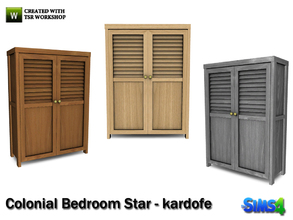 Sims 4 — kardofe_Colonial Bedroom Star_Dresser2 by kardofe — Closet with two doors decorated with louvered