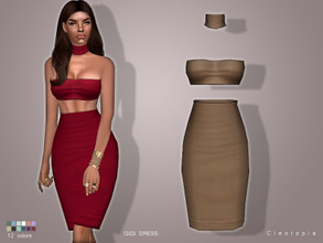 Sims 4 — Set59- GIGI Bodycon dress by Cleotopia — This three-piece dress screams fashionable with an obvious 90's