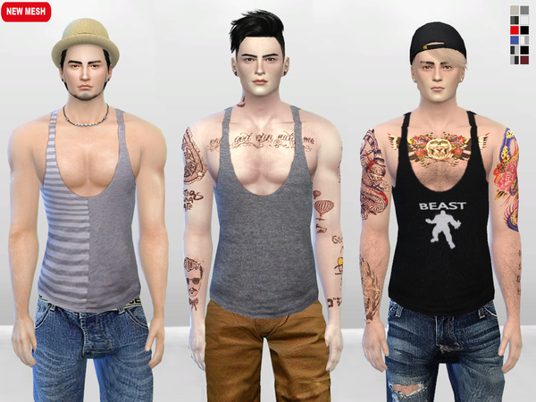 Sims 4 — Meat Head Muscle Tank Top *UPDATED FIX* 08/10/2022 by McLayneSims — TSR EXCLUSIVE Standalone item 12 Swatches