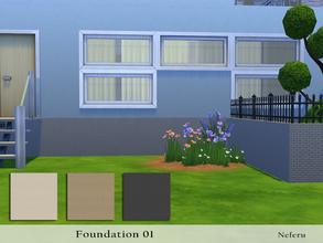 Sims 4 — Foundation 01 by Neferu2 — Brick foundation. 3 color options