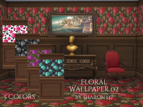 Sims 4 — Floral Wallpaper 02 by sharon337 — Floral Wallpaper in 5 colors, created for The Sims 4, by Sharon337. Thumbnail