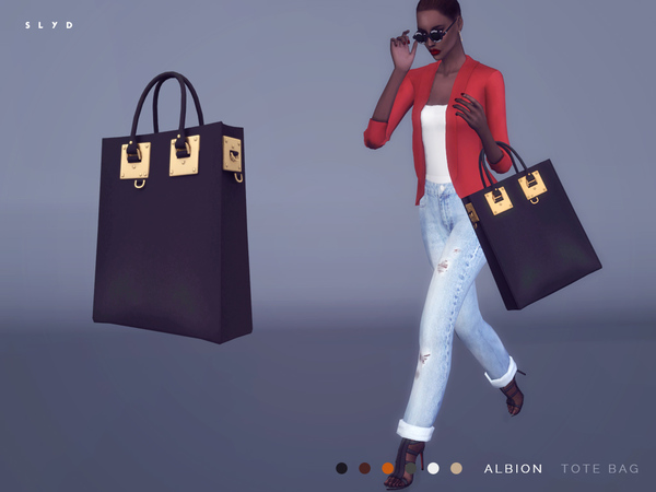 Sims 4 — Albion Tote Bag by SLYD — - 6 swatches - 4 positions - Under 'Rings' ** New mesh by me. ** Recolor is NOT