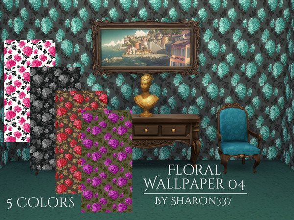 Sims 4 — Floral Wallpaper 04 by sharon337 — Floral Wallpaper in 5 colors, created for The Sims 4, by Sharon337. Thumbnail