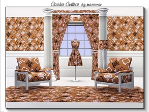 Sims 3 — Cookie Cutters_marcorse by marcorse — Geometric pattern: flower shaped cookie cutouts in brown