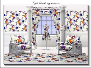 Sims 3 — Eyes Front_marcorse by marcorse — Geometric pattern: 6petal stylised flowers with eye motifs in brown,blue and