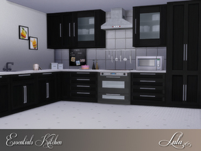 Sims 4 — Essentials Kitchen  by Lulu265 — A clean lined kitchen with various cabinets and counters ,includesglass wall