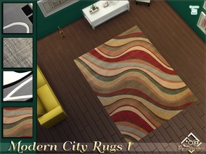 Sims 4 — Modern City Rugs 1 by Devirose — Four modern carpets, four in one file. Have fun mixing them in a modern lot^^