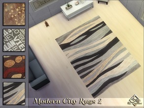 Sims 4 — Modern City Rugs 2 by Devirose — Four modern carpets, four in one file. Have fun mixing them in a modern lot^^