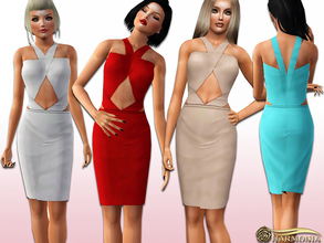 Sims 3 — Laser Cut Out Hem Bodycon Dress by Harmonia — Custom Mesh By Harmonia 5 colors. Recolorable