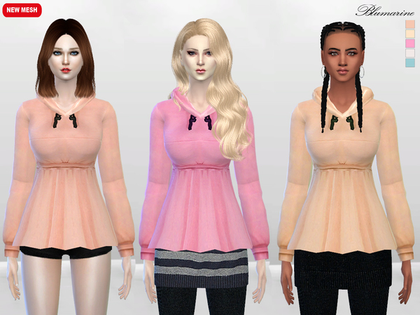 Sims 4 — Snowy Peplum Hoodie by McLayneSims — Standalone item 5 Swatches No recoloring Please don't upload my works to