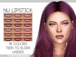 Sims 4 — [ Y ] - Nu Lipstick by Y-Sim — Matte lipstick in nude and soft pink shades. Hope you like it! 18 Colors Custom
