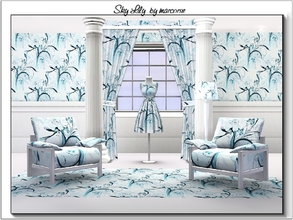 Sims 3 — Sky Lily_marcorse by marcorse — Fabric pattern: field lilies in sky blue and white