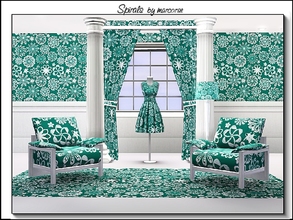 Sims 3 — Spirals_marcorse by marcorse — Geometric pattern: compass spiral elements in white on jade green