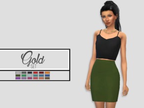 Sims 4 — GOLD Set || Christopher067 by christopher0672 — This set includes: -1 Crop Top, and 1 Skirt (download